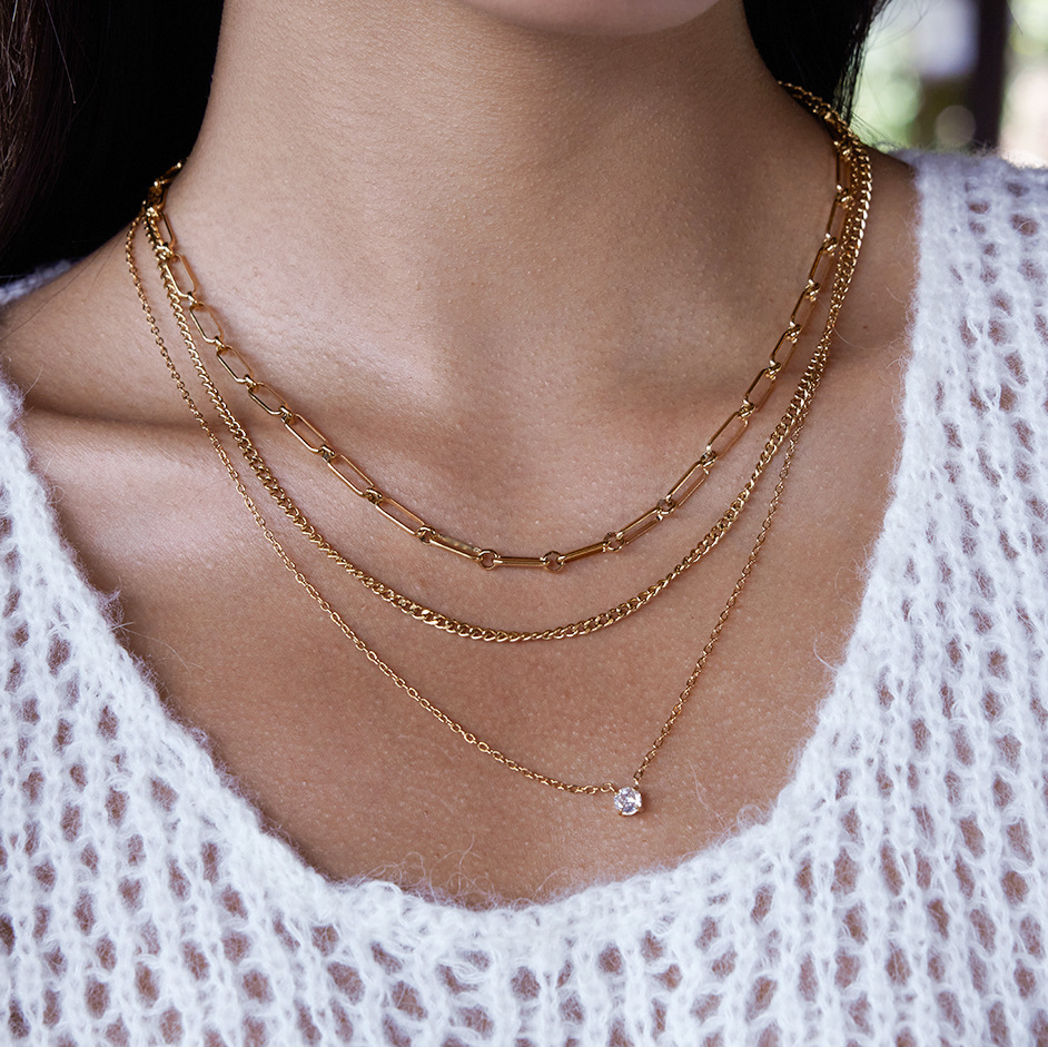 Titanium Steel Three-Tier Layered Necklace, picture 2 of 3