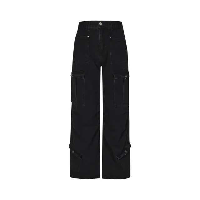 Pocket Pleated Washed Distressed Straight Jeans Black - Shop at LoveMi