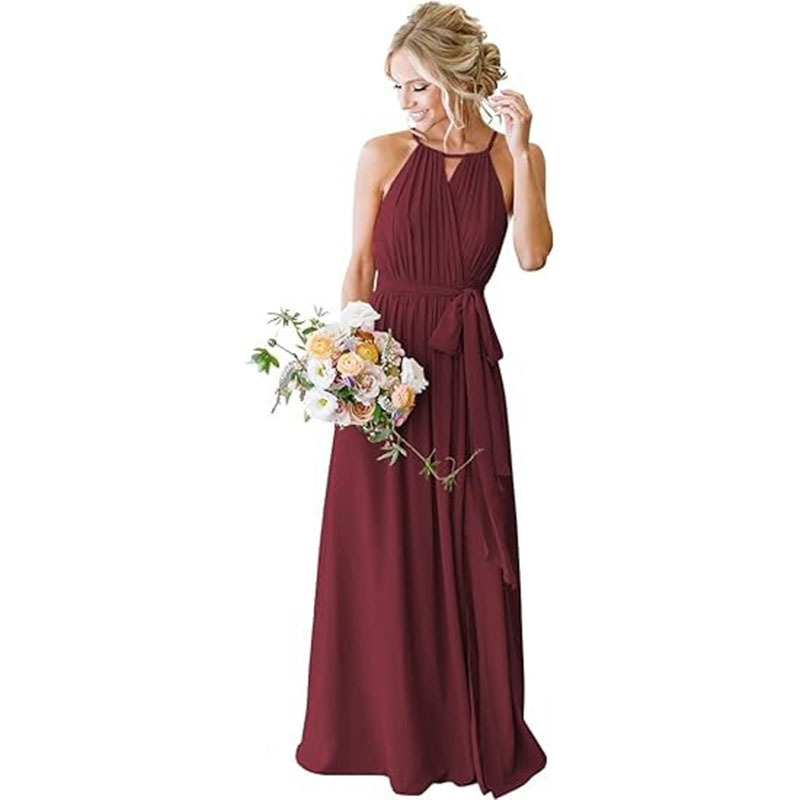 European And American Style Women Strap Chiffon Bridesmaid Dress Long Image Color 2 Ussize8 - Shop at LoveMi
