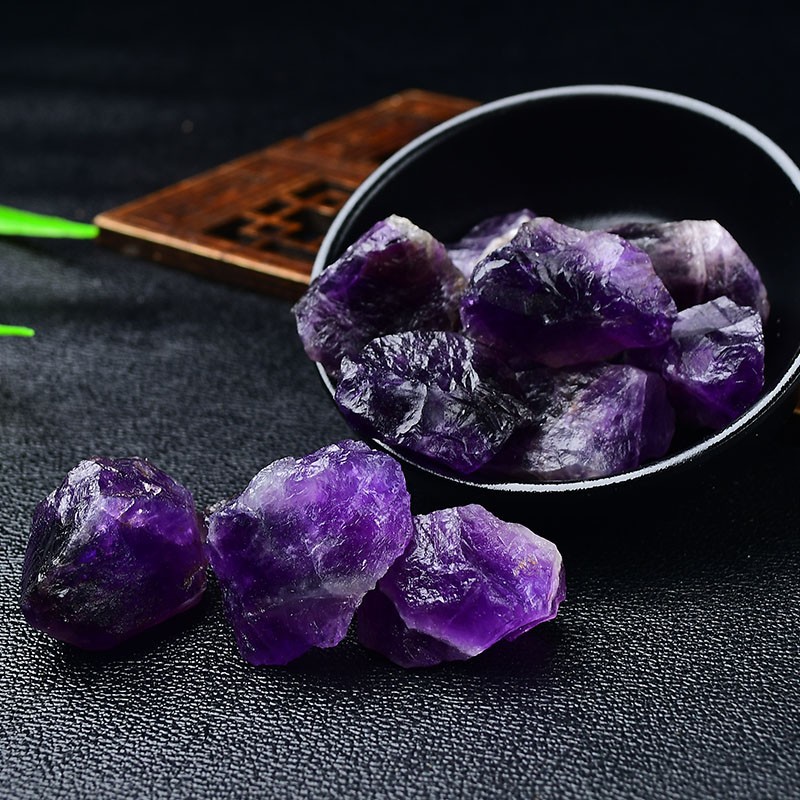 Title 18, Natural White Purple Citrine Rough Stone Ornaments