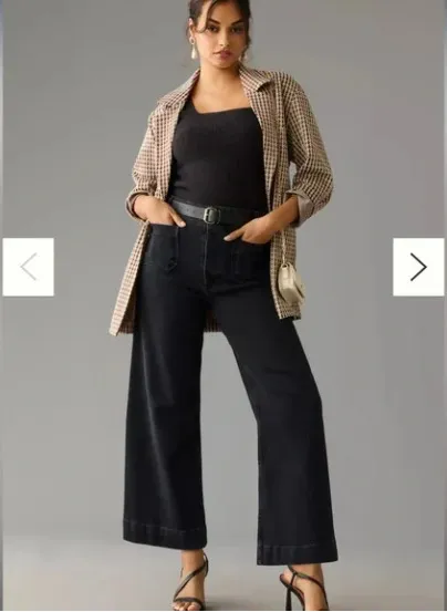 Cropped Style Wide Leg Women's Clothing Oversized Jeans, Shade Blue Black And Long - Shop at LoveMi