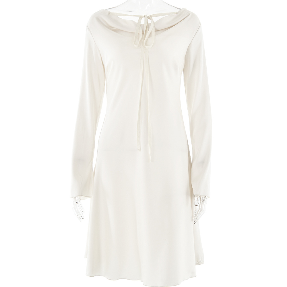 Title 2, Round Neck Tied Long Sleeves Dress