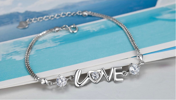 Title 3, Love Double Diamond Heart To Heart Bracelet Women