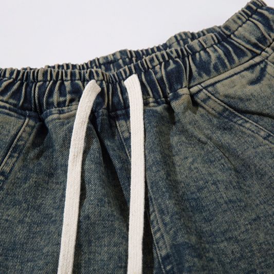 Retro High Street Washed Distressed Multi-pocket Workwear Jeans For Men