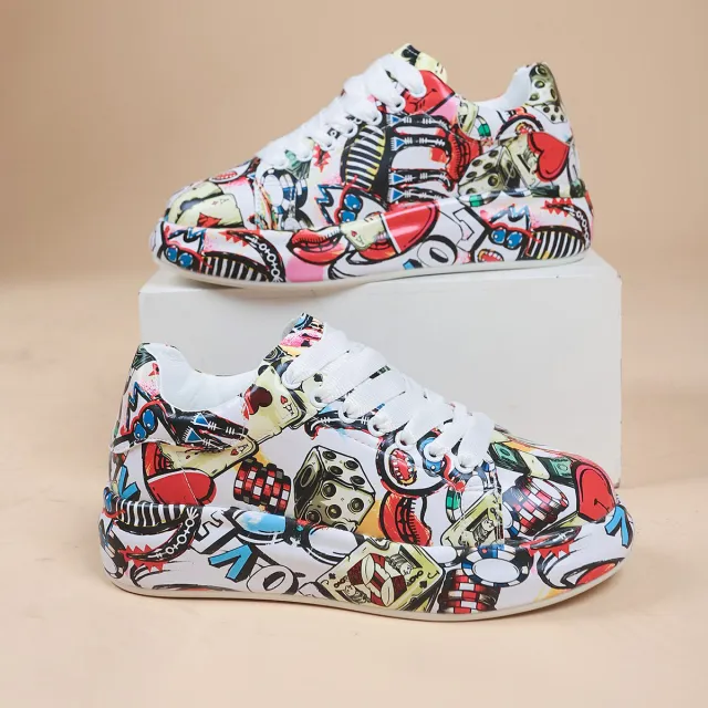 Hand painted Shoes Women's Platform Casual Shoes Painted Sports Red - Shop at LoveMi