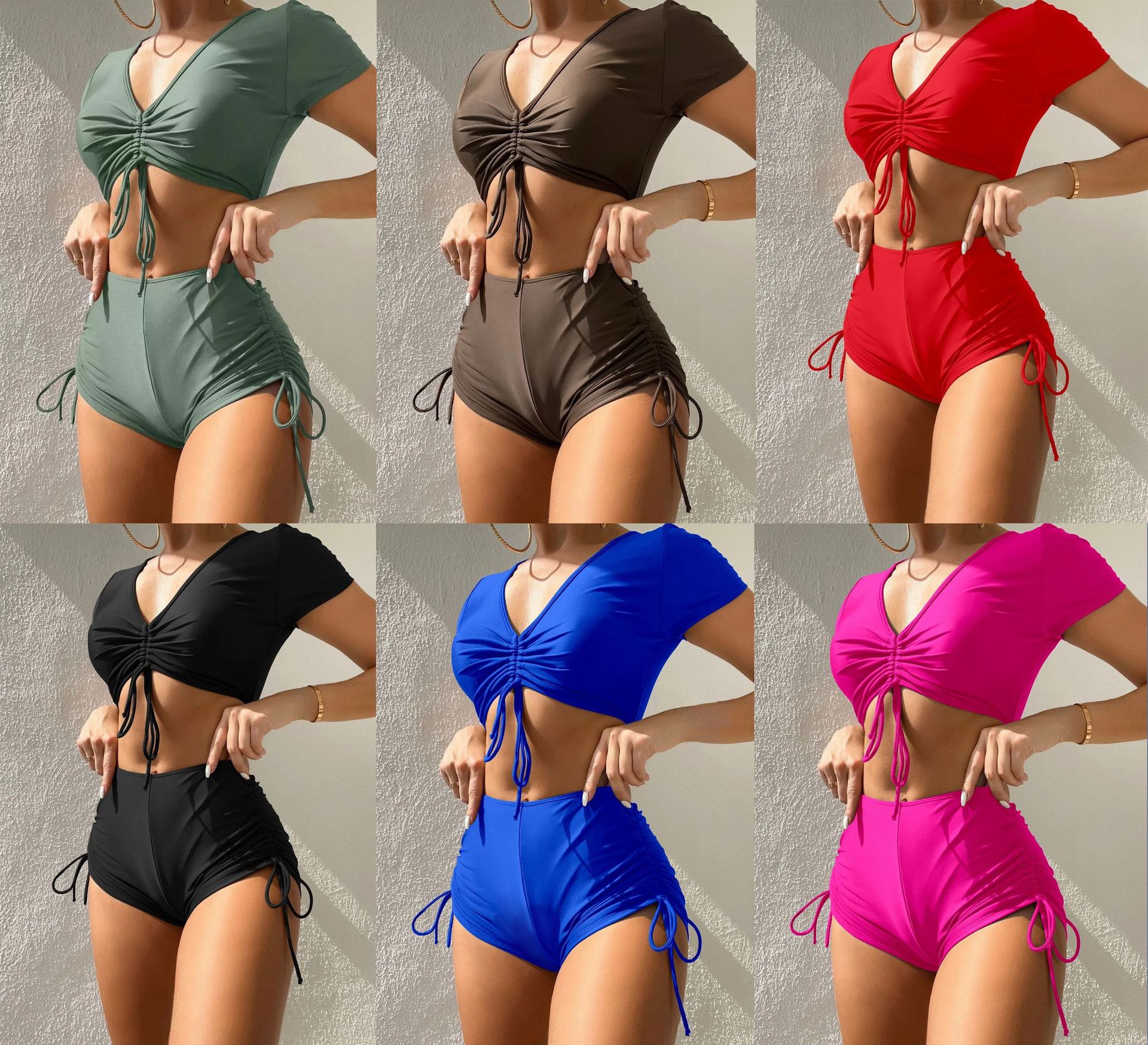 Lady Lace-up Bow Swimsuit Suit - Image 4