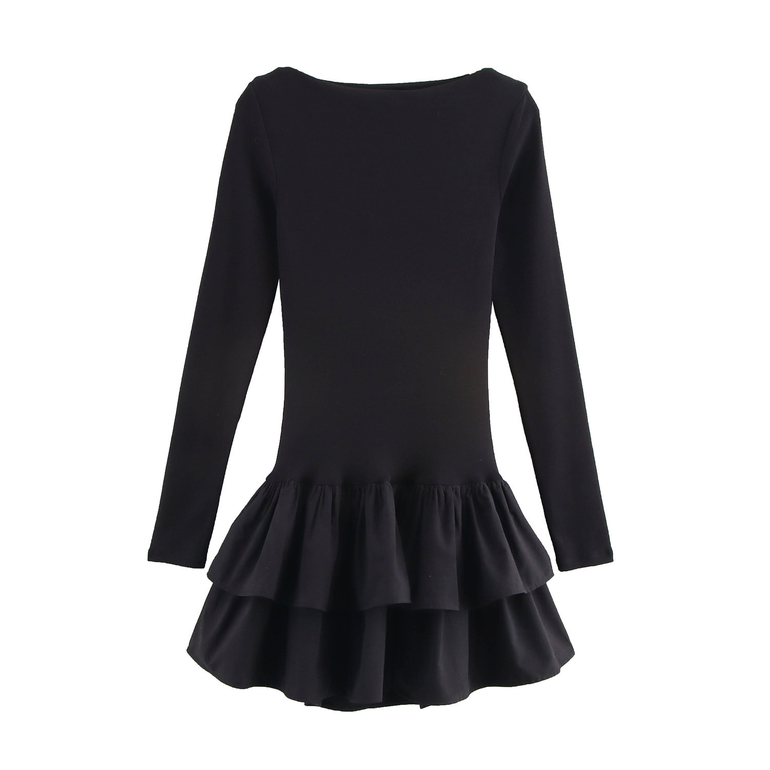 Women's Laminated Long Sleeve Short Dress