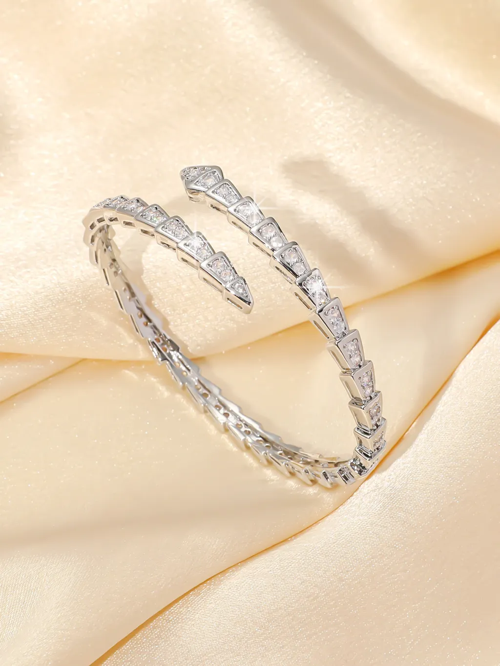 Bracelet Zircon Micro-inlaid Bracelet High-grade Couple Nail Simple Hand - Silver One Snake