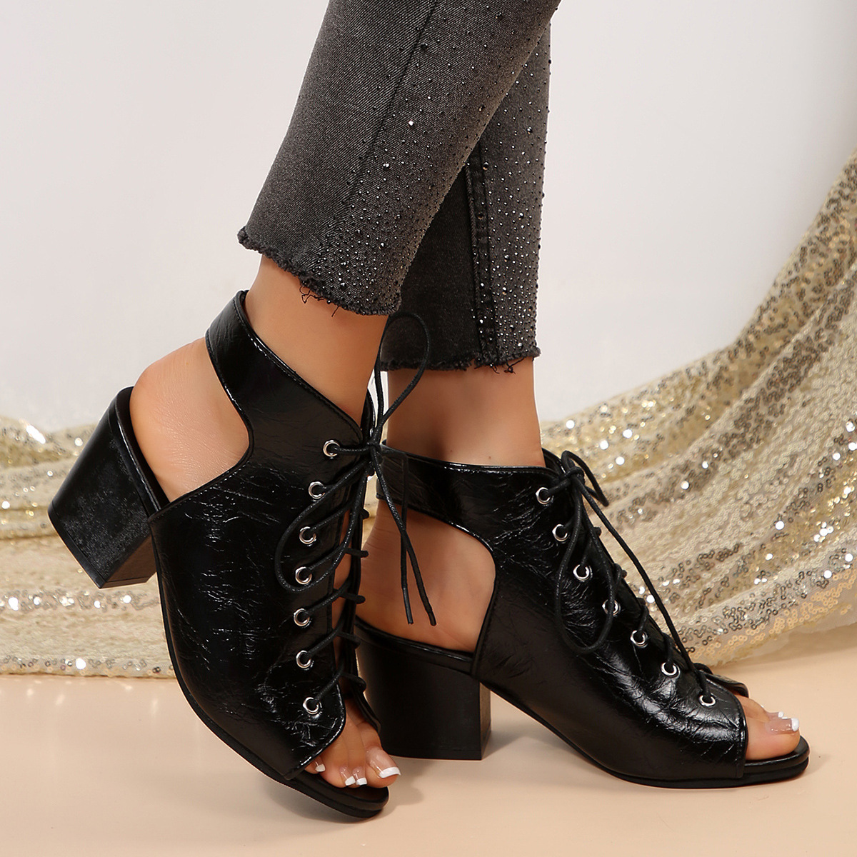 Chunky-Heel Mid-Heel Sandals, picture 2 of 4