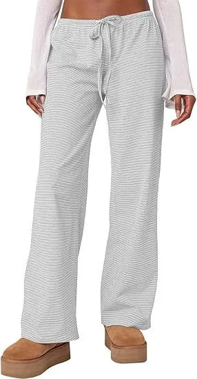 Women's Wide Leg Striped Floral Print Casual Jumpsuit Gray - Shop at LoveMi