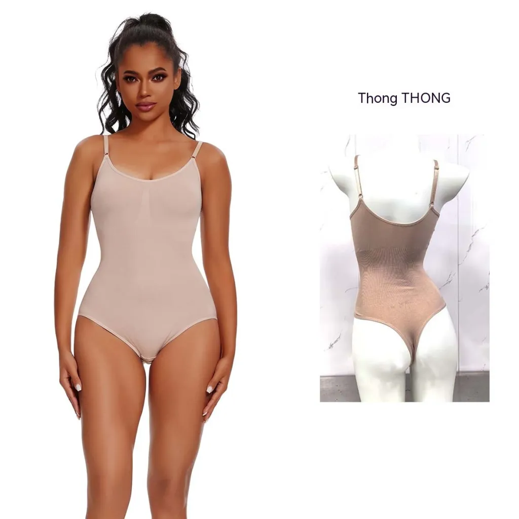 Nylon Women's One Piece Underwear - Thong Skin Tone-Xl
