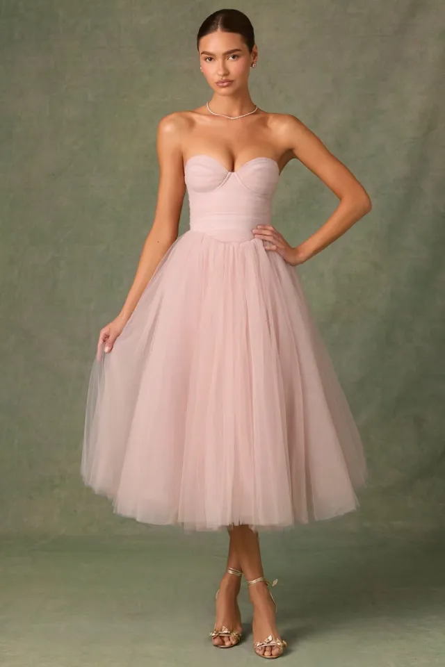 Women's Strapless Tube Top Clothing Dress Pink - Shop at LoveMi