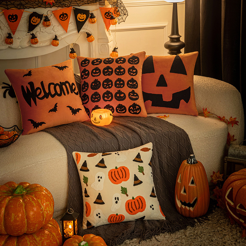Halloween Embroidery Pillow Cover Home Living Room — image 1