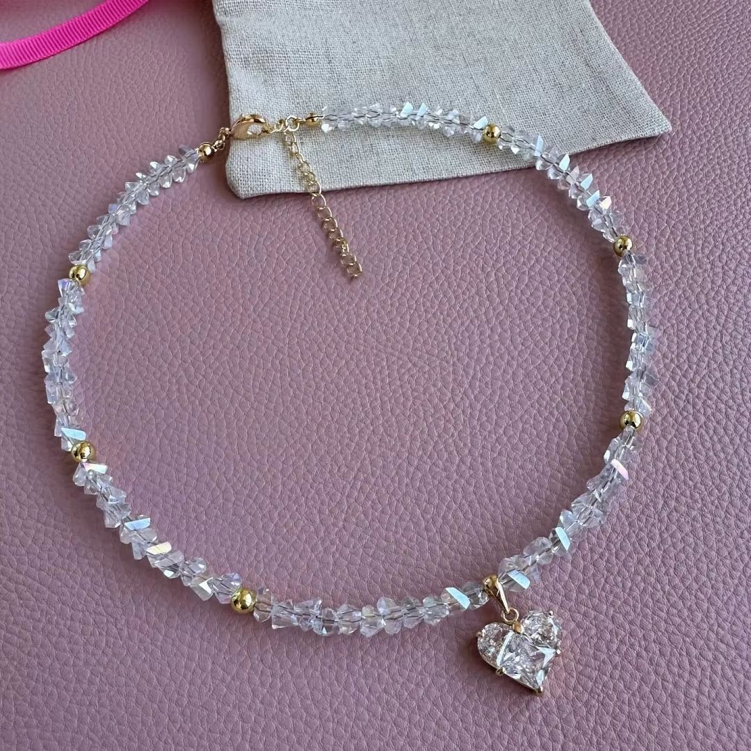 INS Sweet Cool Copper Inlaid Zircon Love Necklace