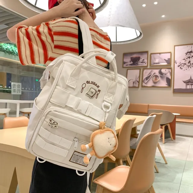 Large Capacity Junior And Senior High School Backpack White - Shop at LoveMi