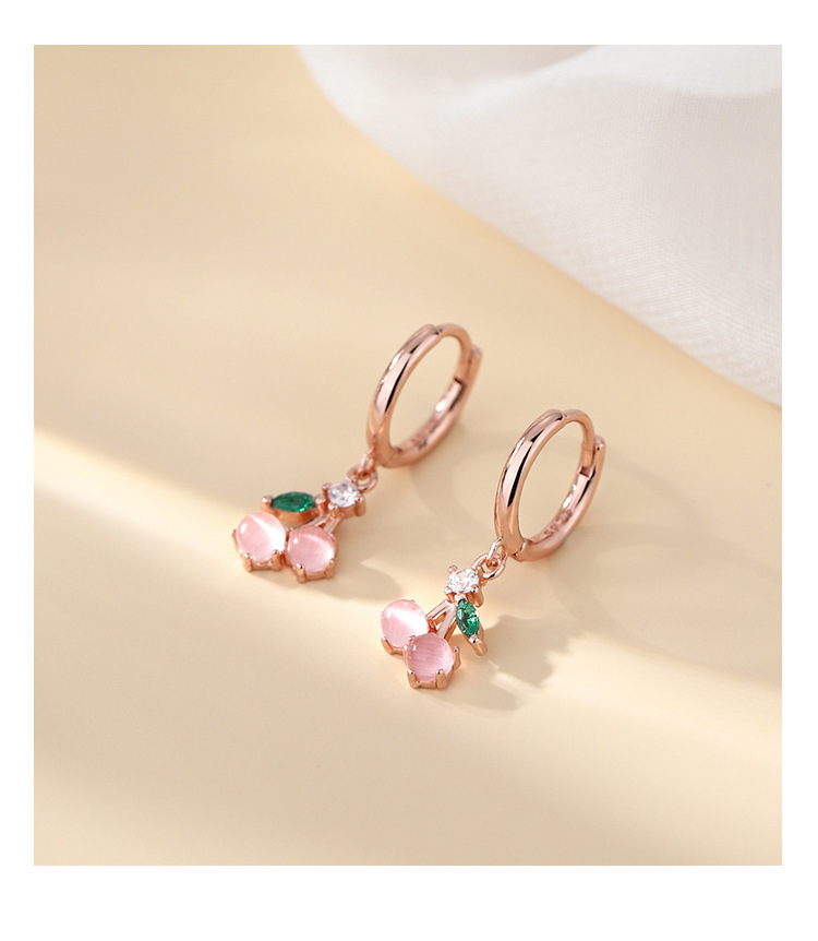 925 Silver Cherry Pearl Ear Buckle For Women's Niche Design