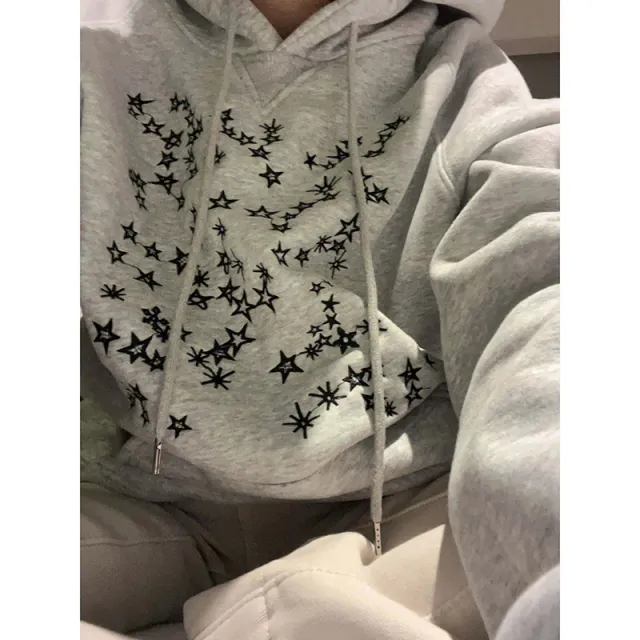 XINGX Embroidered Loose Hooded Sweater Couple Coat Red - Shop at LoveMi