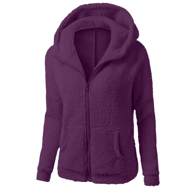 Fashion Zipper Hooded Fleece Shirt Sweater For Women Purple - Shop at LoveMi