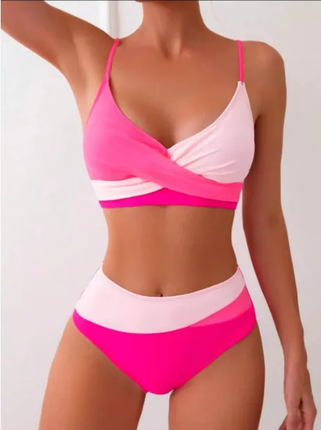Split Swimsuit Color Matching Color Contrast Bikini Bikini Swimsuit Red - Shop at LoveMi