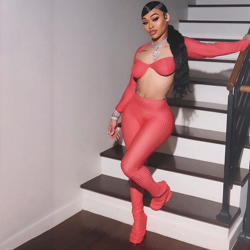 Women's Fashion Lace-up Slim Pants Suit