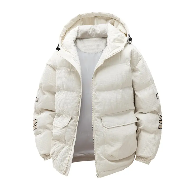 Men's Cotton-padded Coat Hooded Letter-print Winter Leisure