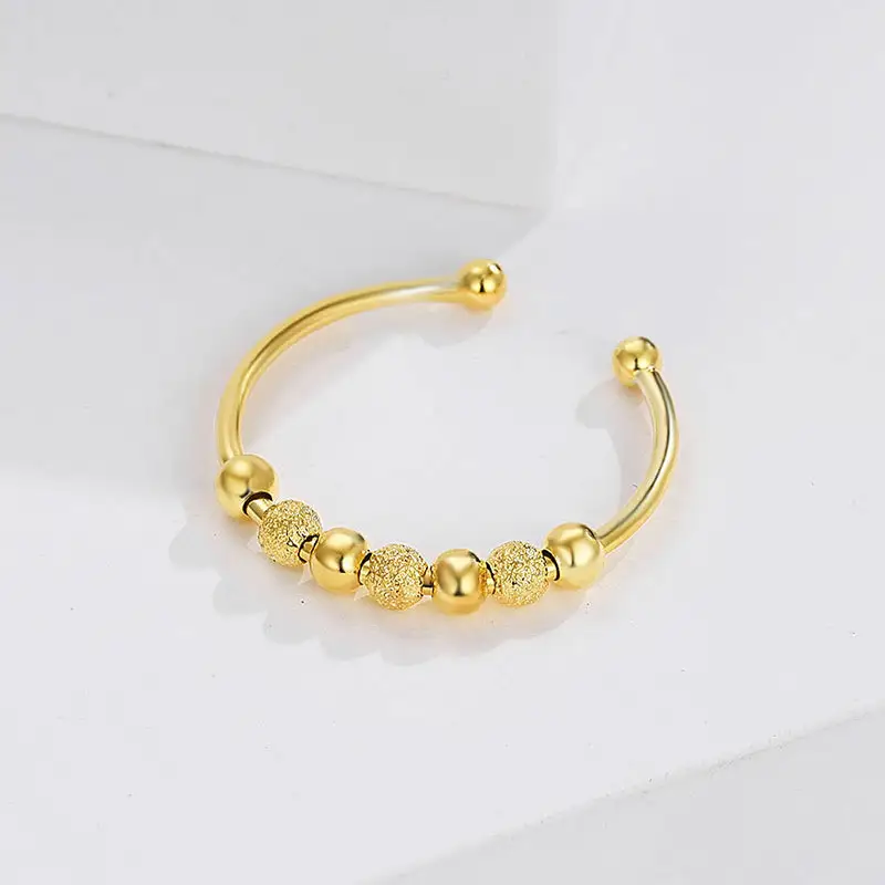 Sterling Silver Pressure Ring Frosted DIY Bead