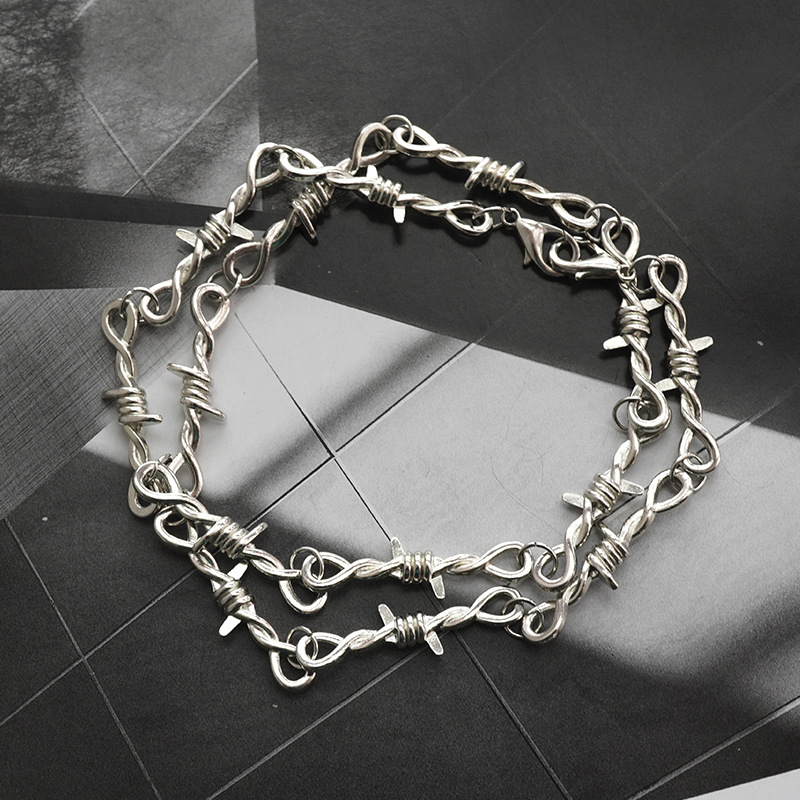 Retro Hip Hop Necklace Alloy Thorn Necklace Bracelet