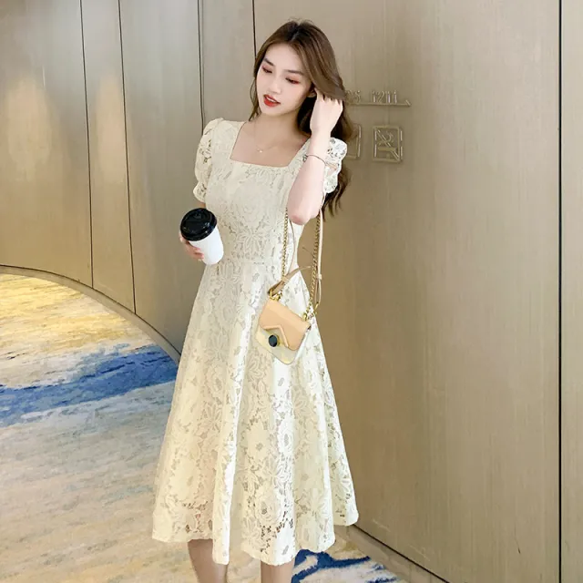 Plus Size Fairy Lace Dress Women Apricot - Shop at LoveMi