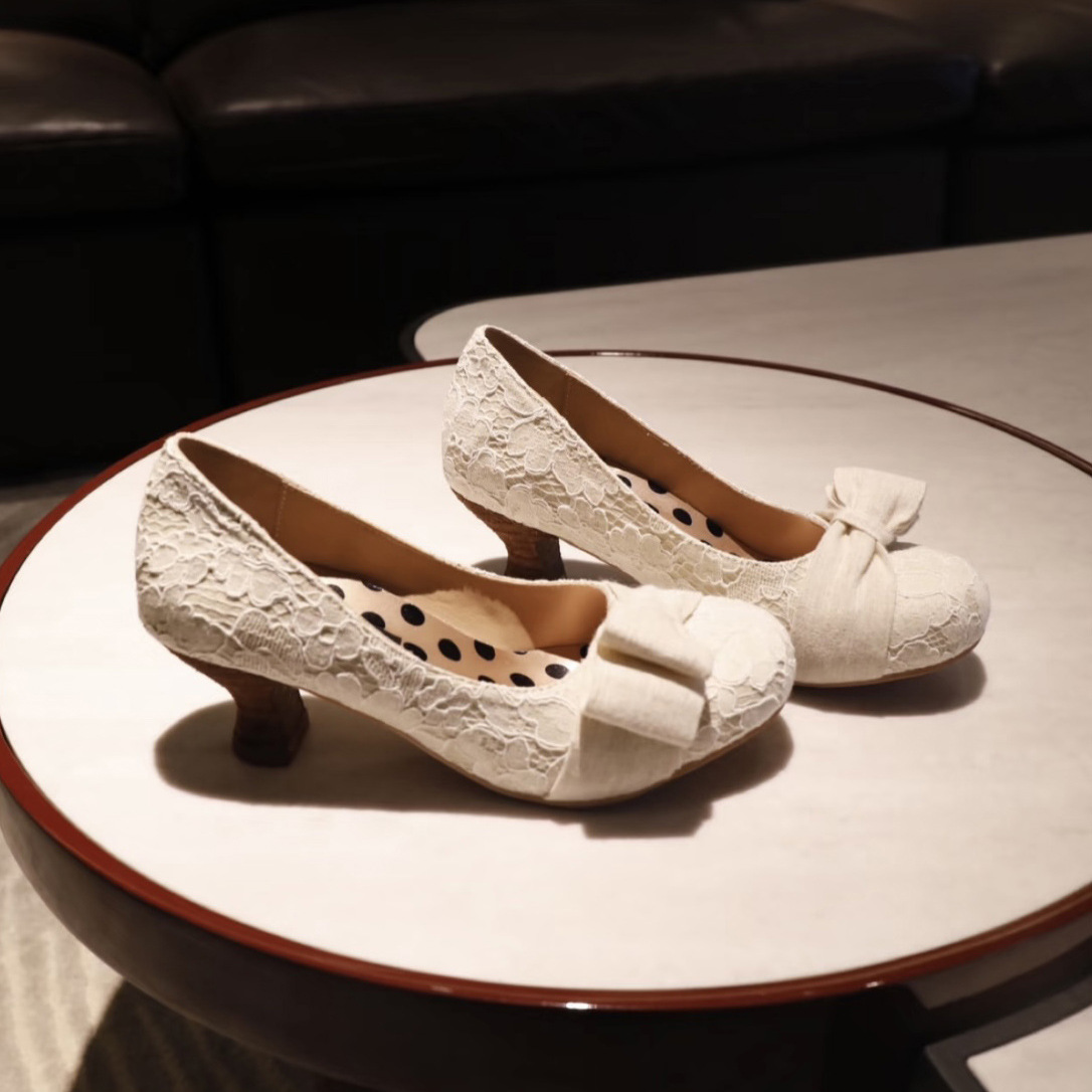 Lace Bow High-heeled Womens Pumps