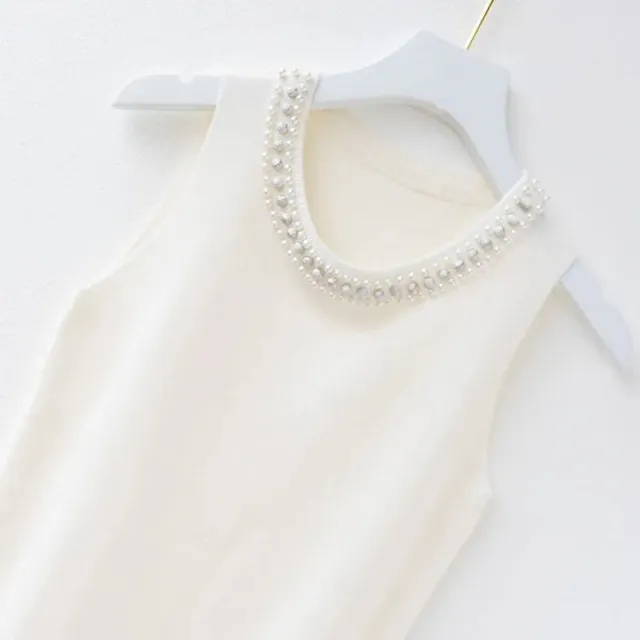 Beaded Ice Silk Camisole Women's Spring And Summer Inner Wear Fashion Slim Fit White Three Rows Beaded - Shop at LoveMi