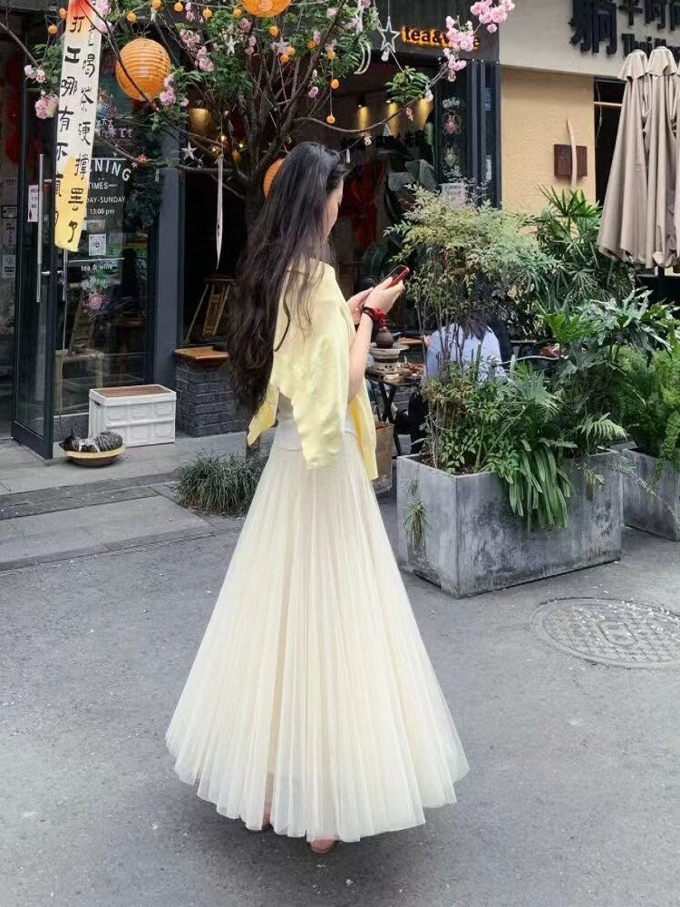 Women's High-waisted Niche Mid-length Mesh Skirt 7