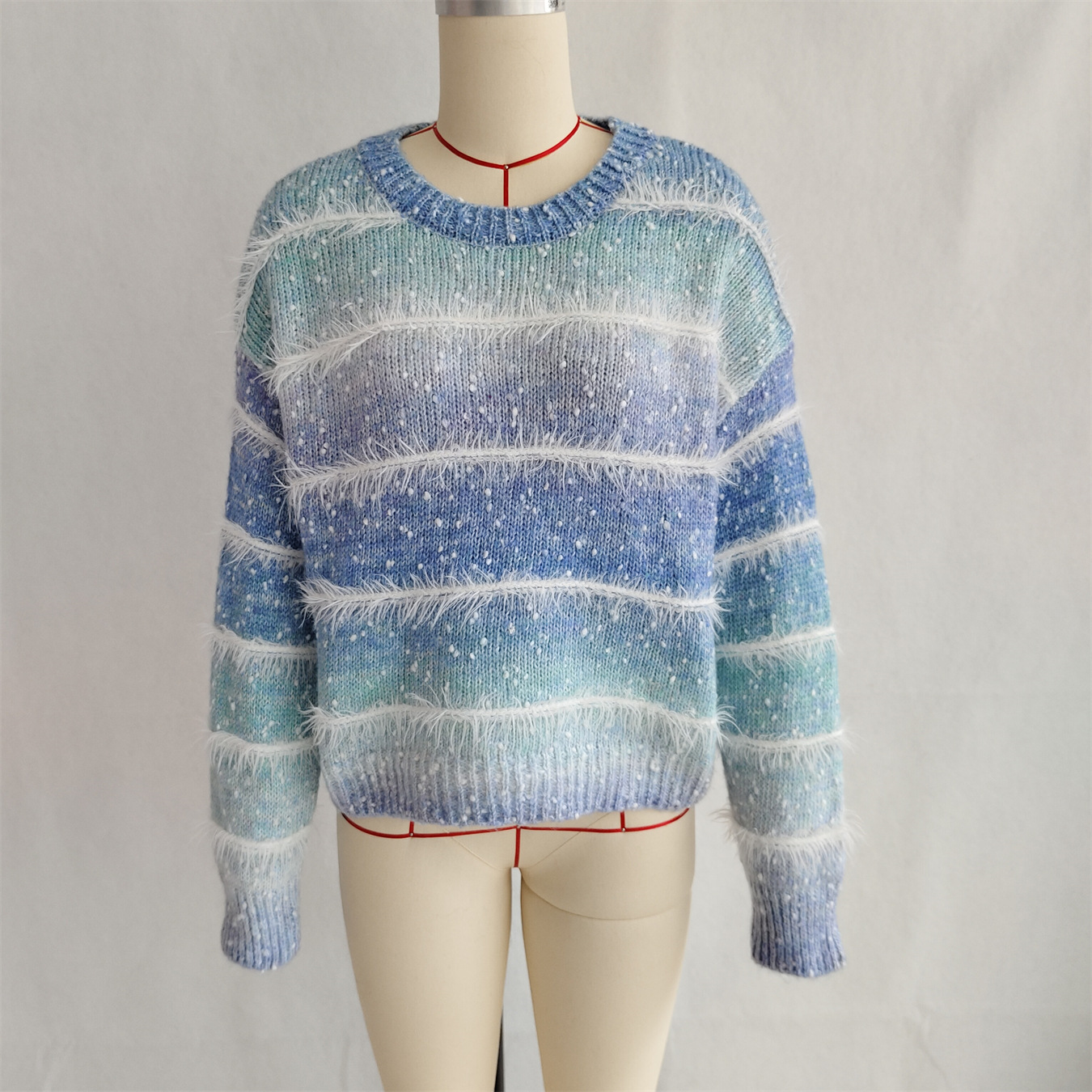 Striped Rainbow Pullover Gradient Cute Round Neck Sweater