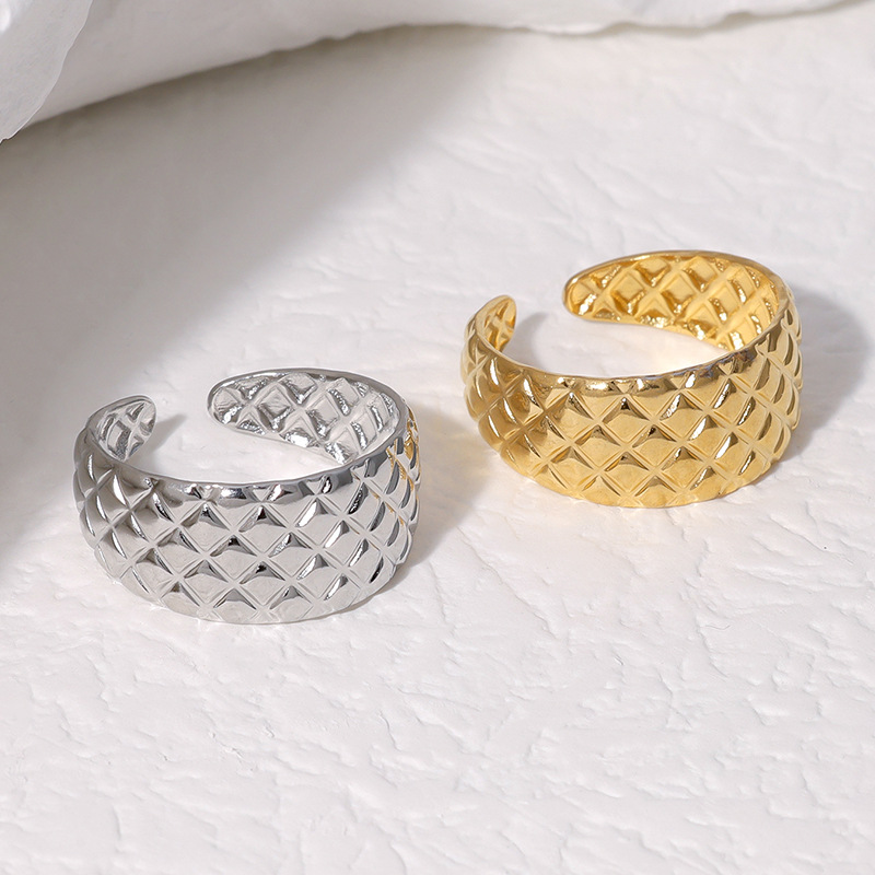 Diamond Plaid Vintage Stainless Steel Ring