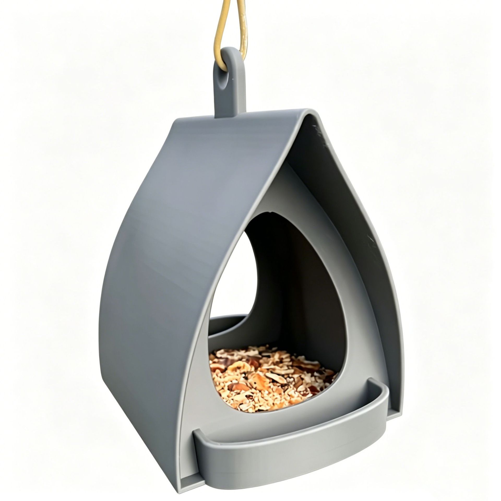 Cross-border New Arrival Plastic Hanging Bird Feeder Durable Outdoor Hanging Bird Feeder 1pc Gray