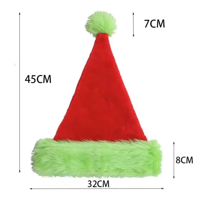 Plush Santa Hats Velvet Christmas Hat Thicken Plush Xmas Holiday Hat With Lined New Year Festive Party Green Burr Christmas Hat - Shop at LoveMi