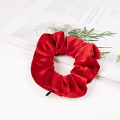 Invisible Zipper Suede Large Intestine Hair Ring - Red - View 1