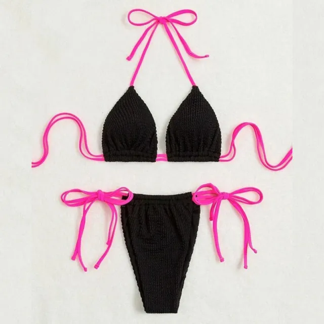 Halter Lace up Split Swimsuit For Women Black - Shop at LoveMi