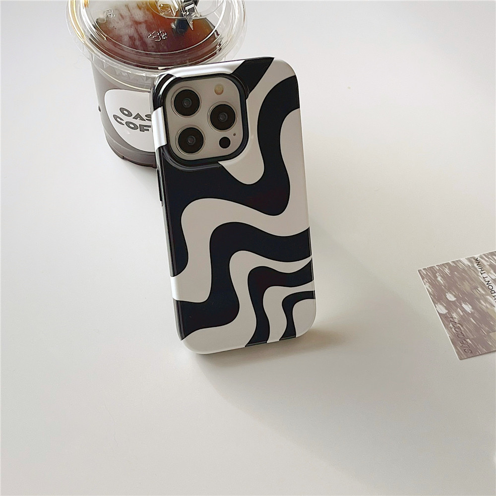 Ins Black And White Irregular Stripes Phone Case - Image 8