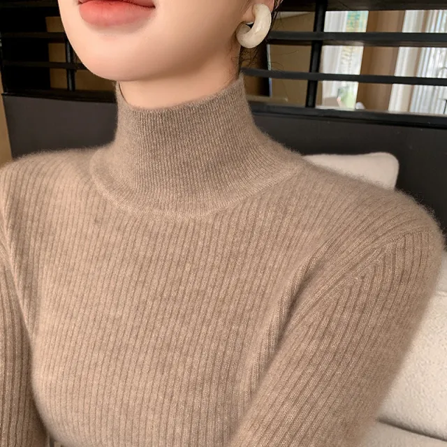 Women's Black Turtleneck Sweater Figure flattering And Slimming Camel - Shop at LoveMi