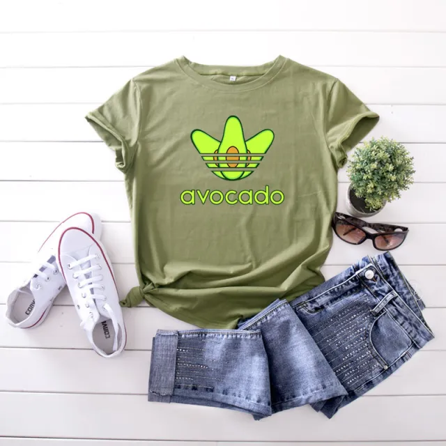Creative Funny Avocado Casual Short sleeved Women's T shirt Army Green - Shop at LoveMi