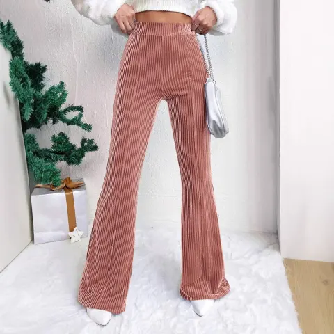High Waist Lamp Wick Corduroy Bell-bottom Pants Wide Leg