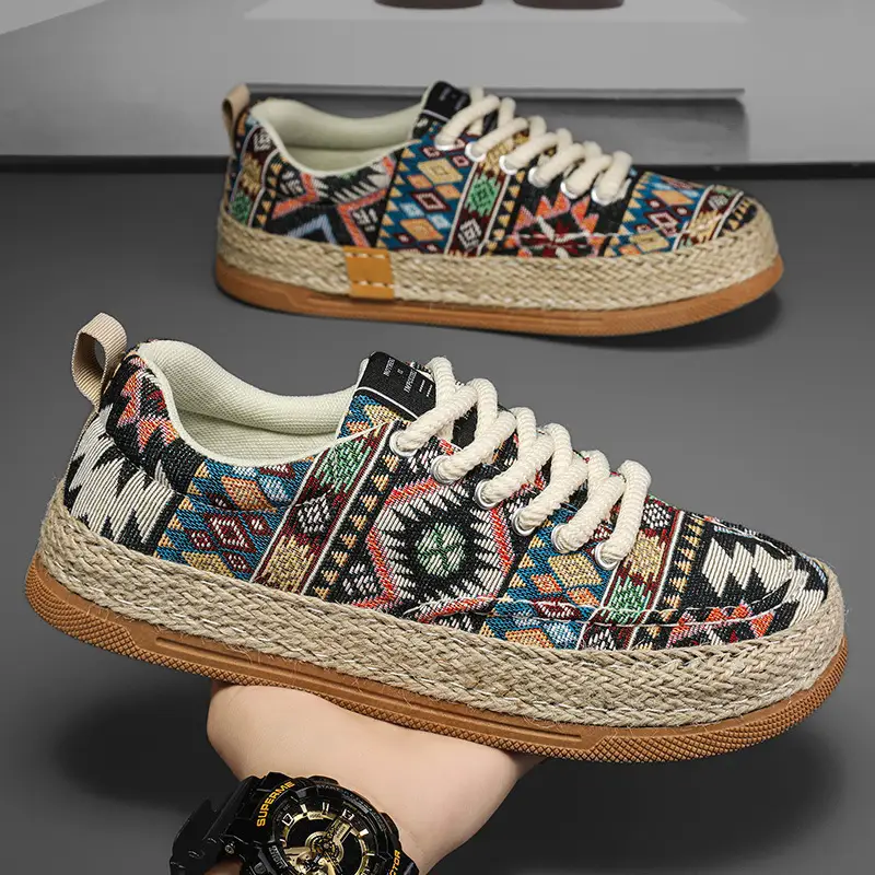 Men's Lightweight Linen Breathable Grass Woven Fishing Shoes