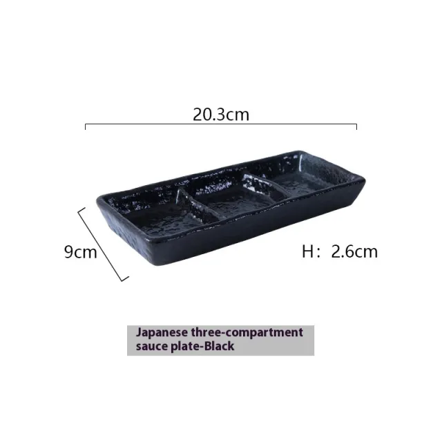 Japanese Style Three Grid Sauce Dish Japanese Style Black - Shop at LoveMi