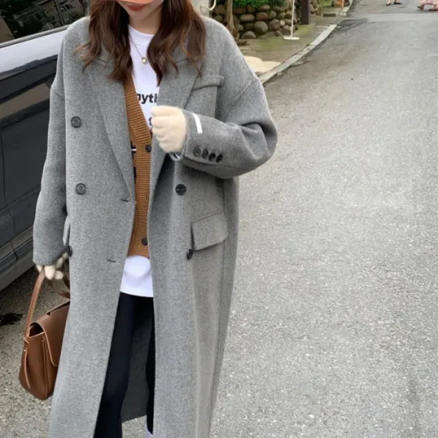 Women's Gray Woolen Plump Girls Loose All match Coat Gray - Shop at LoveMi