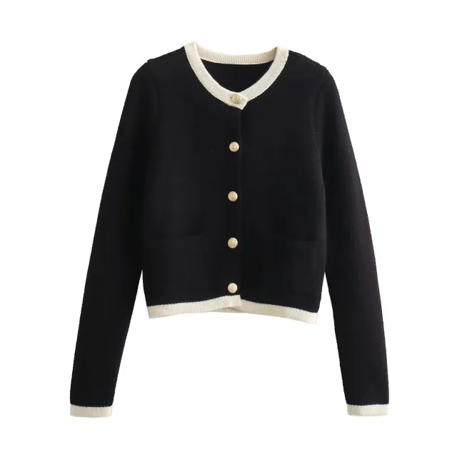 Women's Fashionable All match Single breasted Sweater Black - Shop at LoveMi