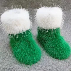 Christmas Plush Boots Suit Autumn And Winter Warm - Green - View 1