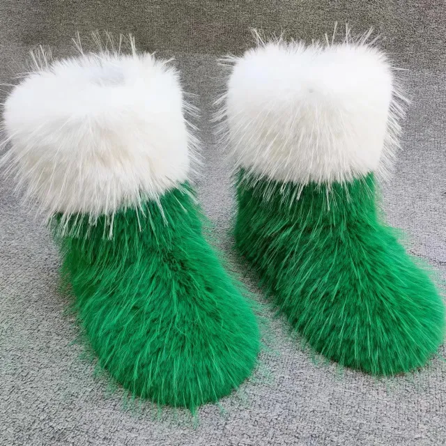 Christmas Plush Boots Suit Autumn And Winter Warm Green - Shop at LoveMi