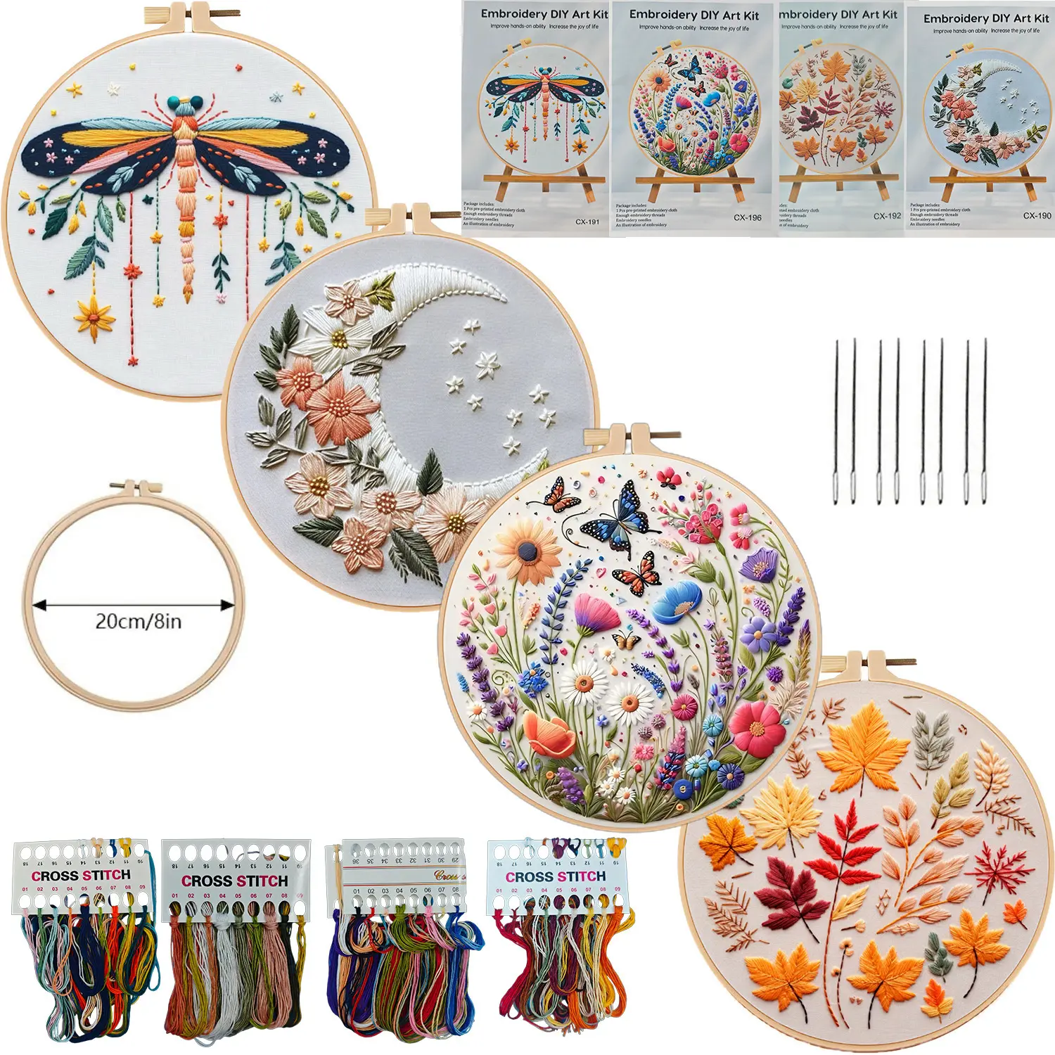 Embroidery Diy Material Package Silver Moon Butterfly