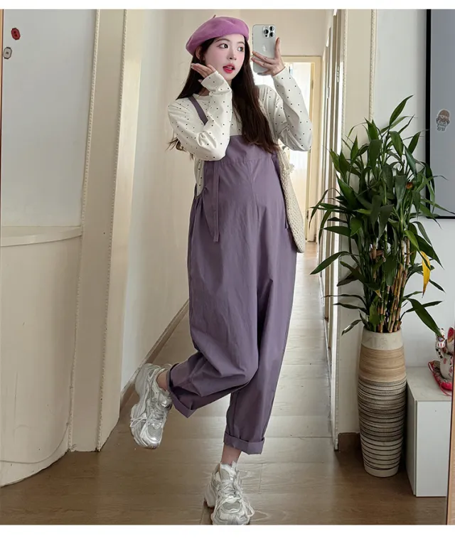 Casual Denim Suspender Pants Polka Dot Top Two piece Set Suspender Pants - Shop at LoveMi