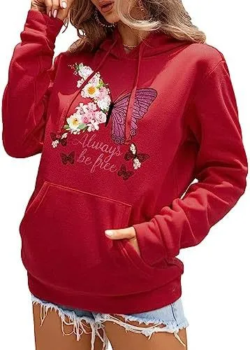 Women's Pattern Hoodie Heart Shape Printed Drawstring Pullover Top Red - Shop at LoveMi